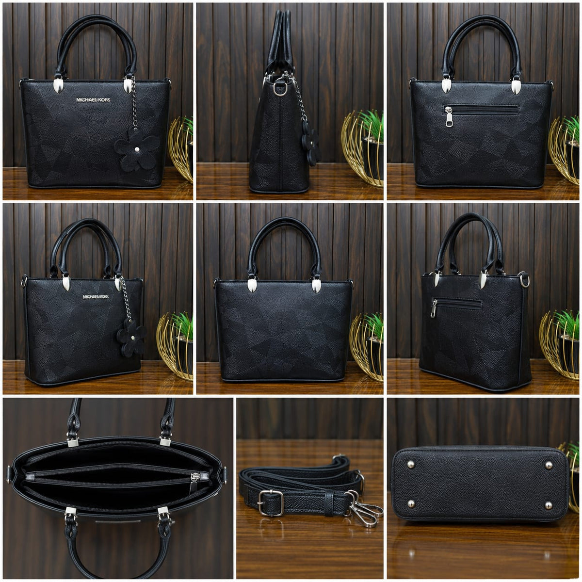Elegant Black Textured Tote Bag