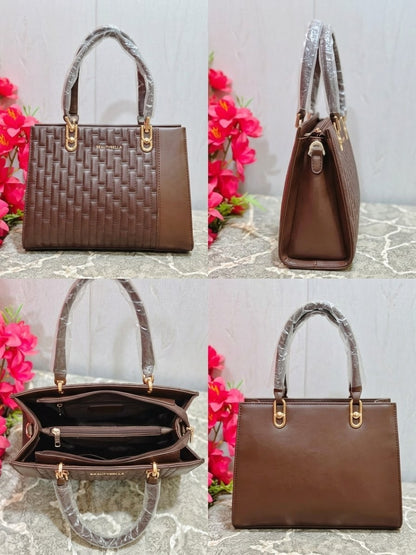 Cocoa Luxe Weave Handbag