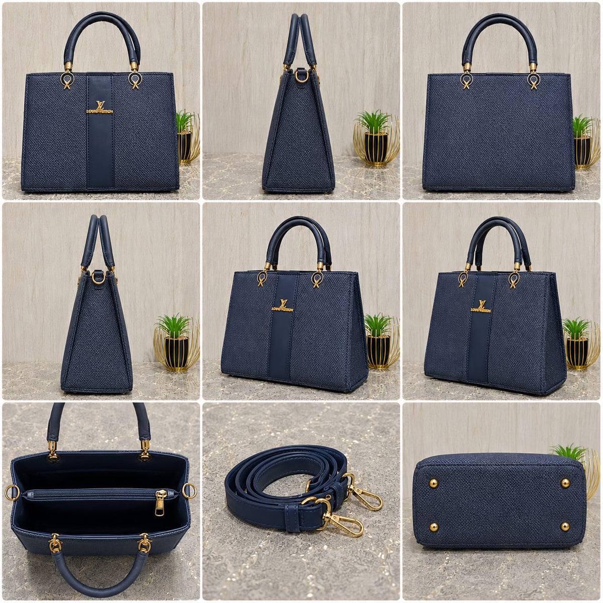Midnight Navy Textured Structure Tote