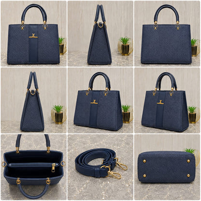 Midnight Navy Textured Structure Tote