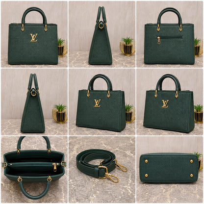 Emerald Textured Classic Structured Handbag