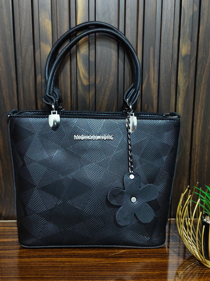 Elegant Black Textured Tote Bag