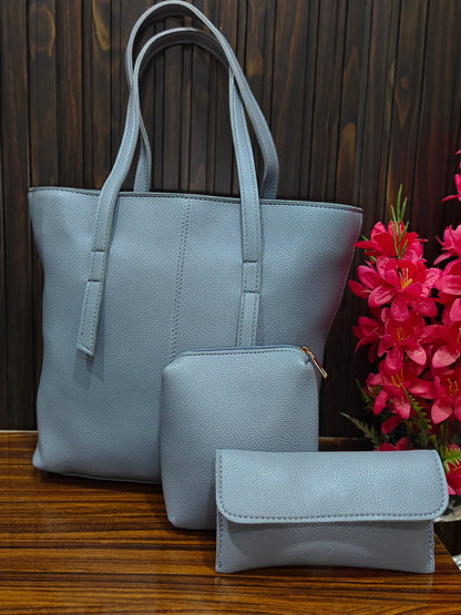 Elegant Luxe Black Tote Bag-3 Piece Premium Handbag Set
