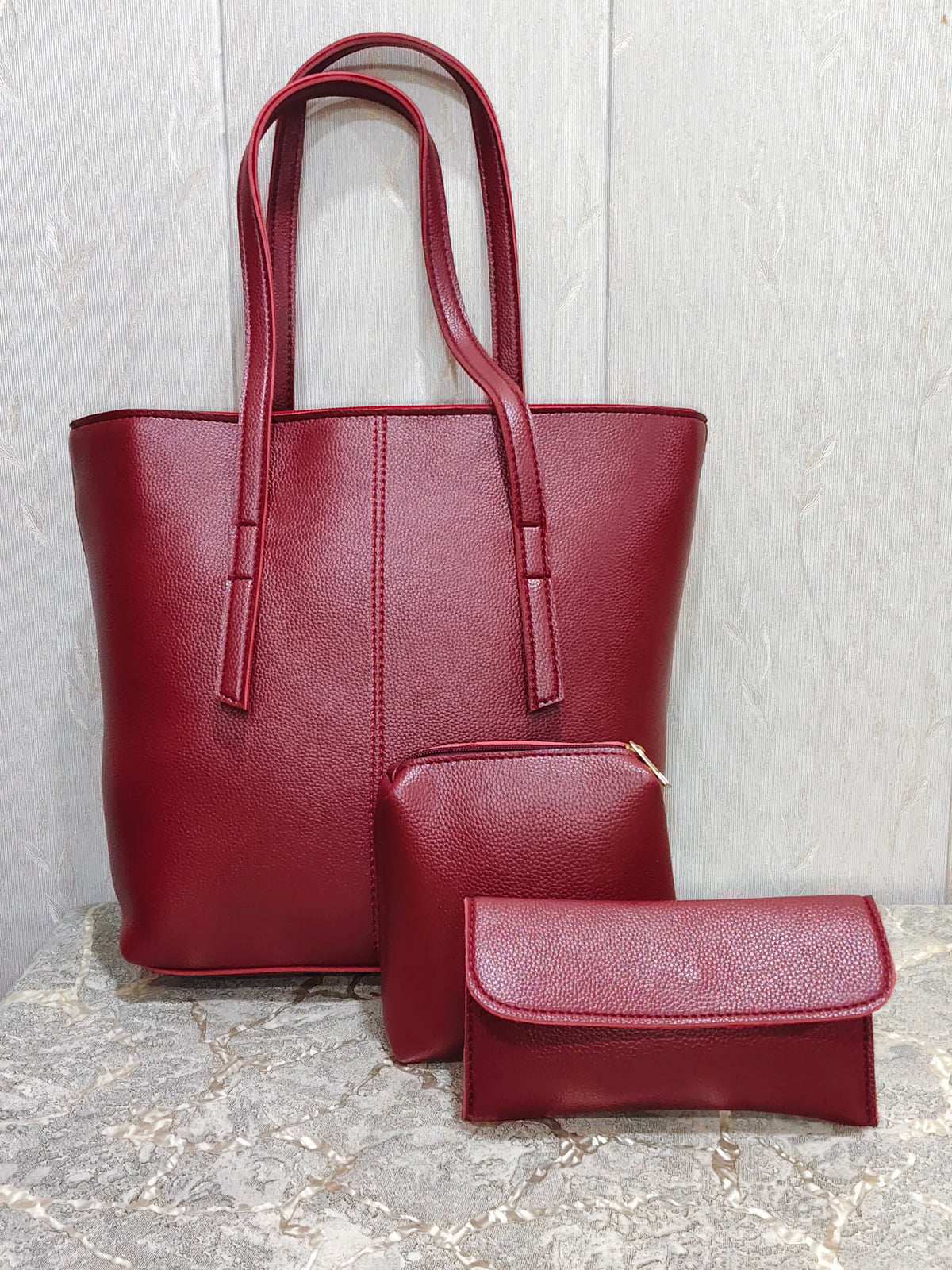 Elegant Luxe Black Tote Bag-3 Piece Premium Handbag Set