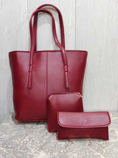 Elegant Luxe Black Tote Bag-3 Piece Premium Handbag Set