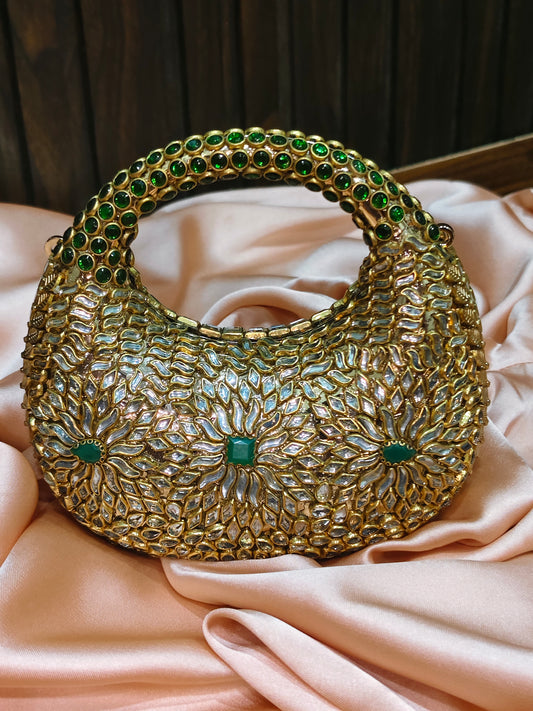 Royal Kundan Luxe Gold Mash Handbag