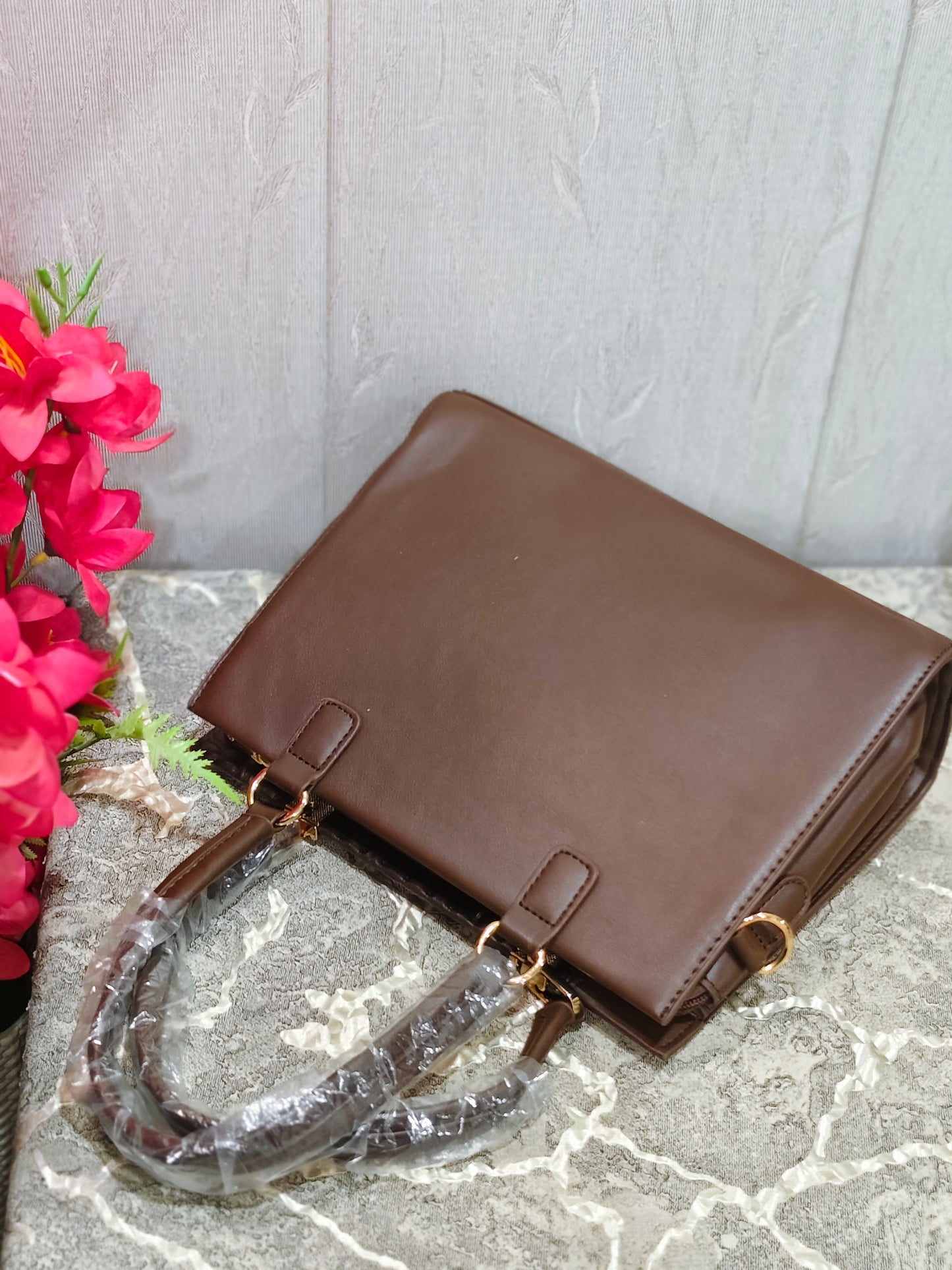 Cocoa Luxe Weave Handbag