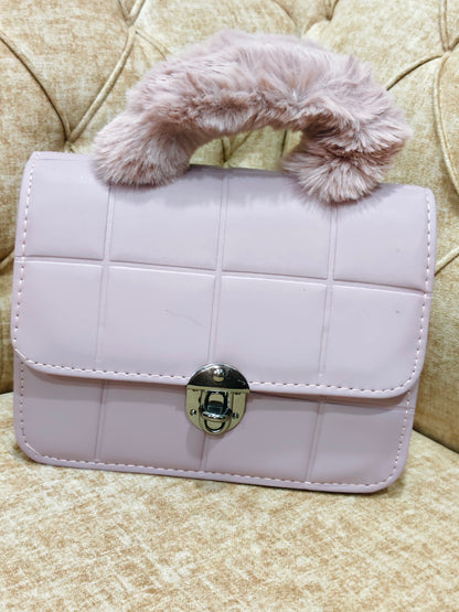 Plush Charcoal Quilted Top-Handle Flap Bag