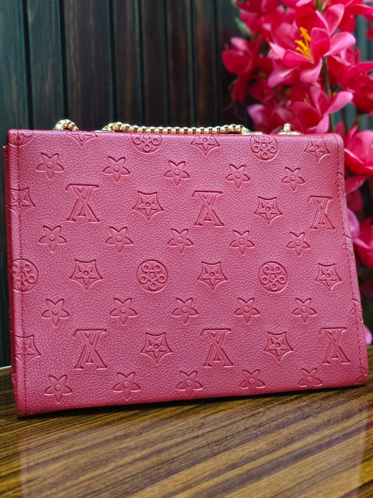 Elegant Embossed Luxe Chain Shoulder Bag