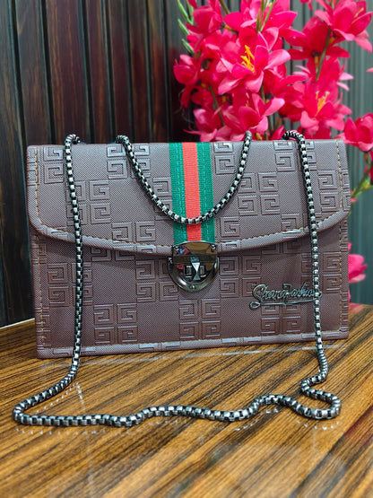 Crimson Glamour Textured Chain Crossbody Bag