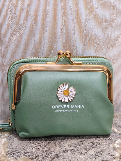 Elegant Tan Daisy Frame Wallet- Chic &Timeless Clutch Purse