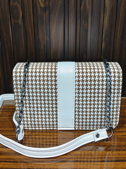 Elegant Houndstooth Chain Shoulder Bag
