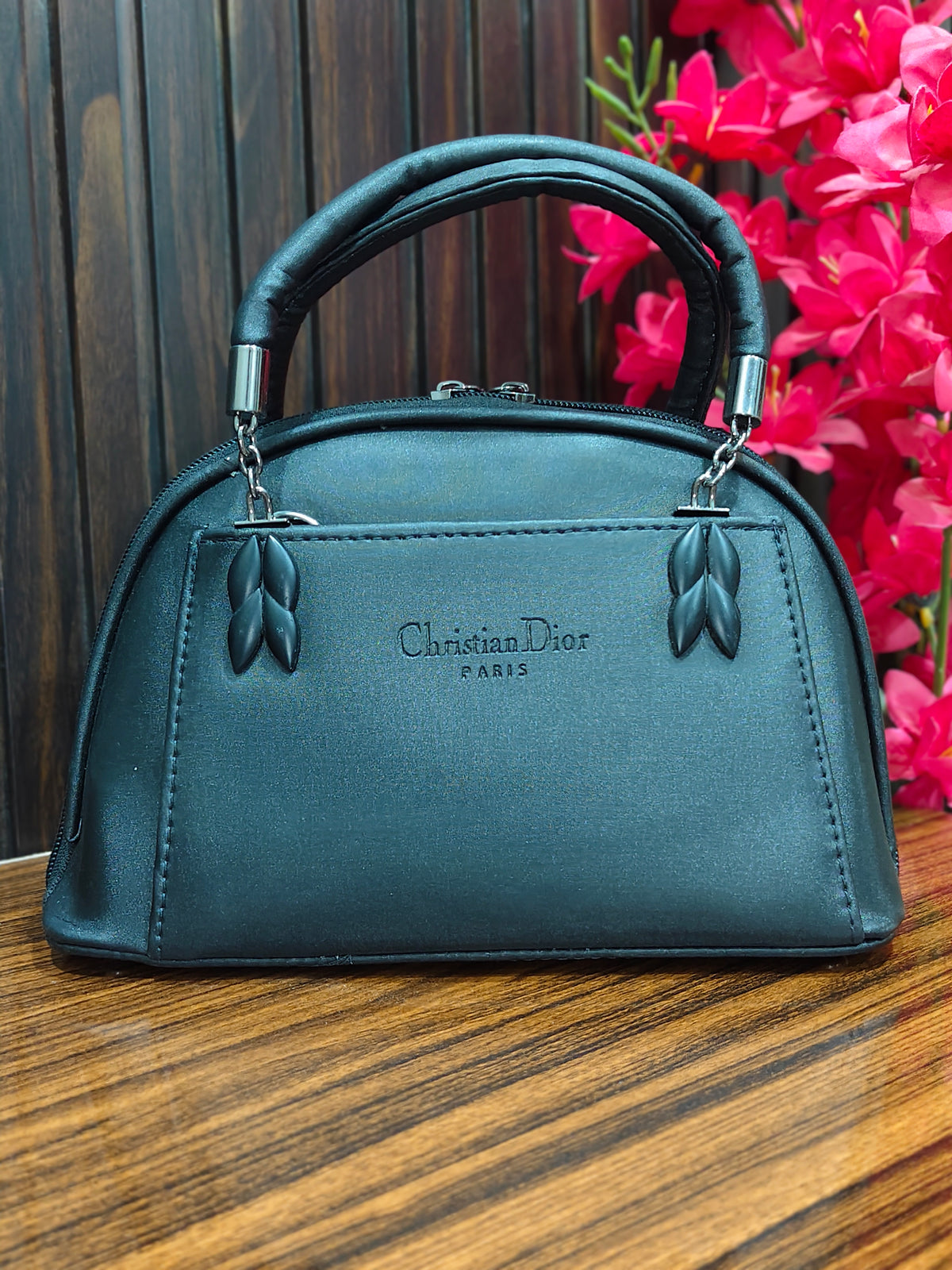 Elegance Midnight Black Structured Handbag