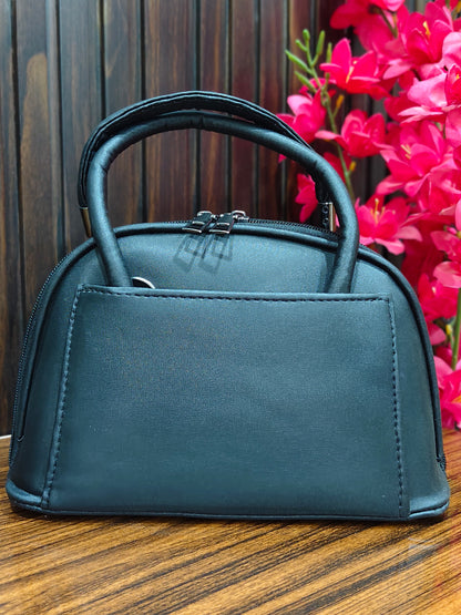 Elegance Midnight Black Structured Handbag