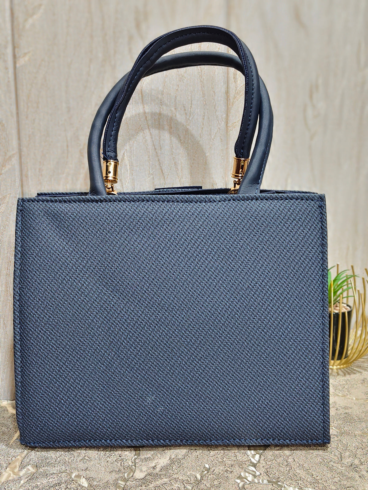 Midnight Navy Textured Structure Tote