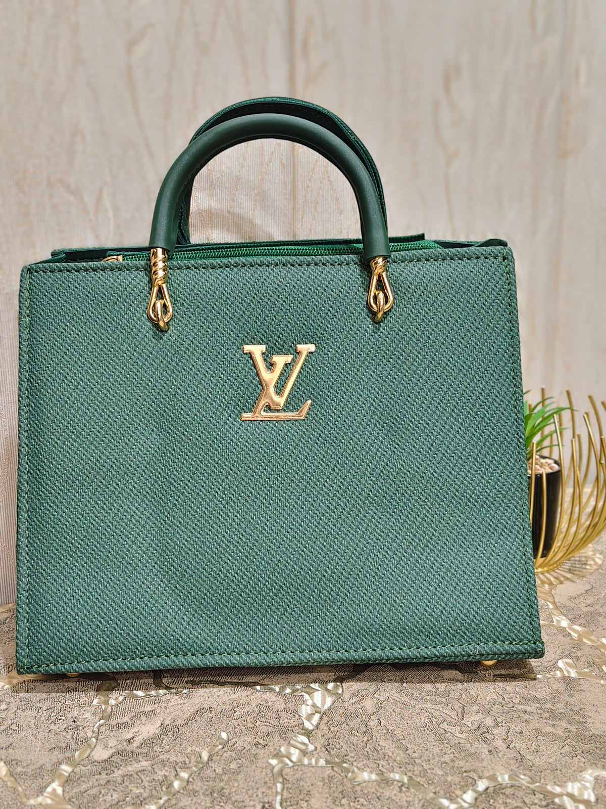 Emerald Textured Classic Structured Handbag