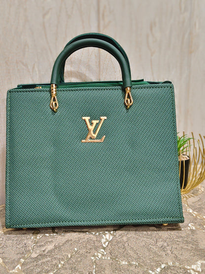 Emerald Textured Classic Structured Handbag