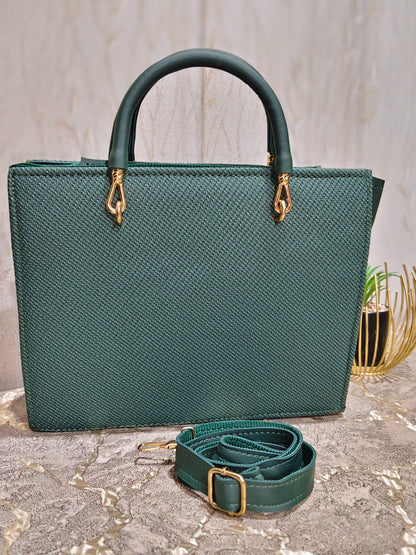 Emerald Textured Classic Structured Handbag