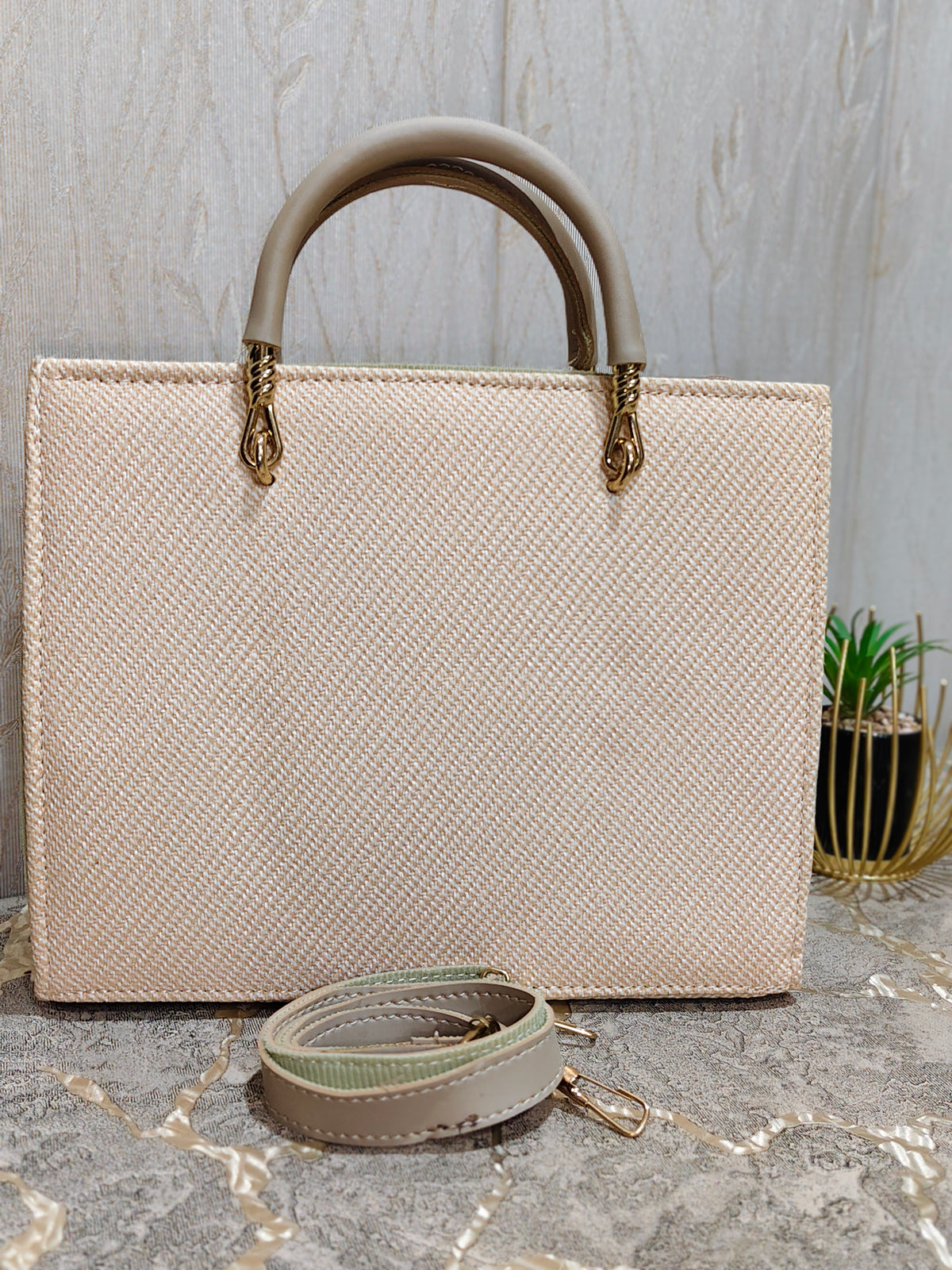 Emerald Textured Classic Structured Handbag