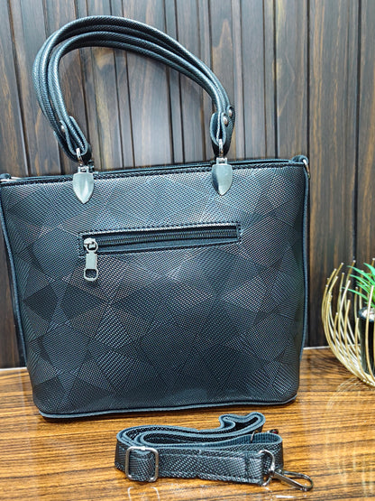 Elegant Black Textured Tote Bag