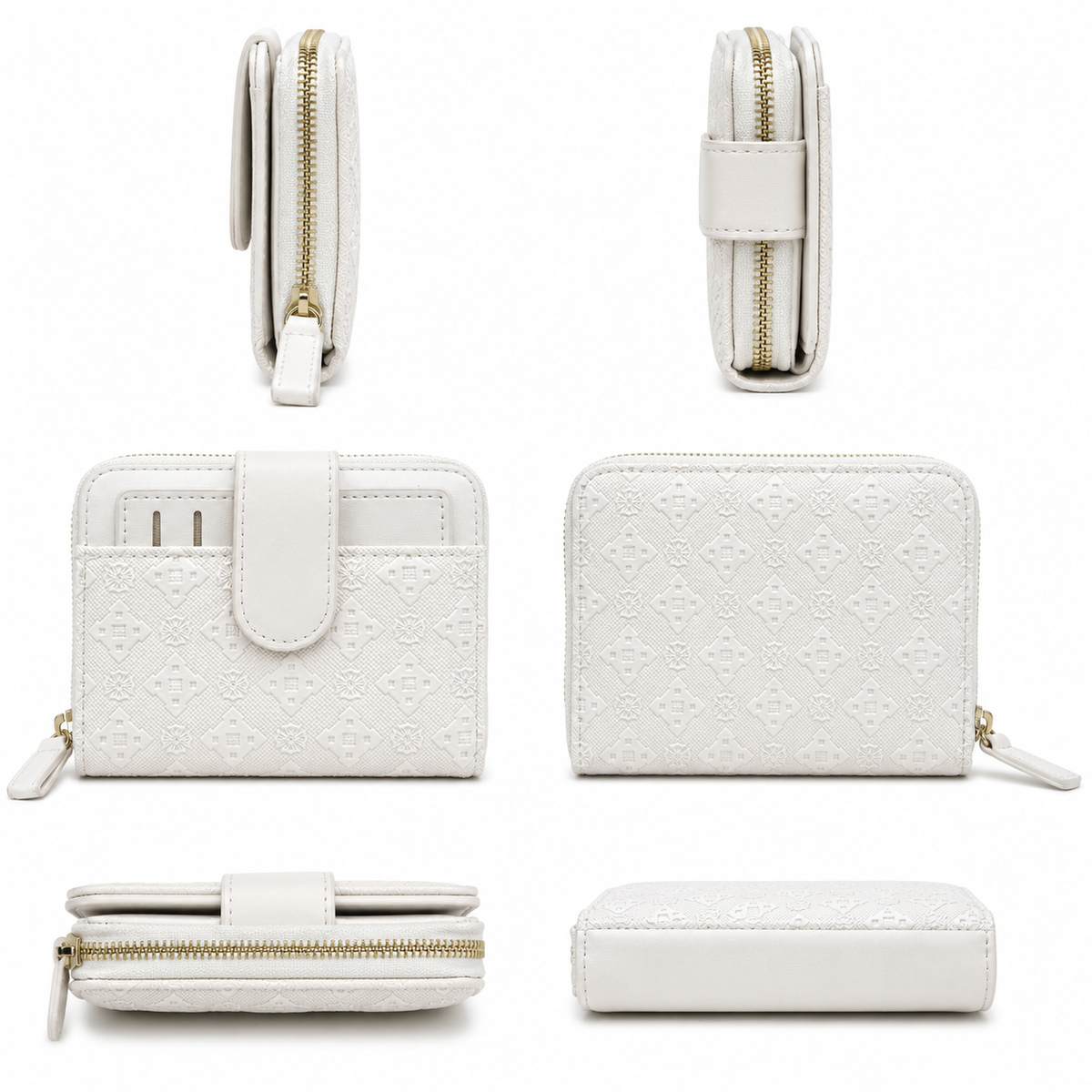 Elegant White embossed Wallet-Chic Patterned Women's Purse